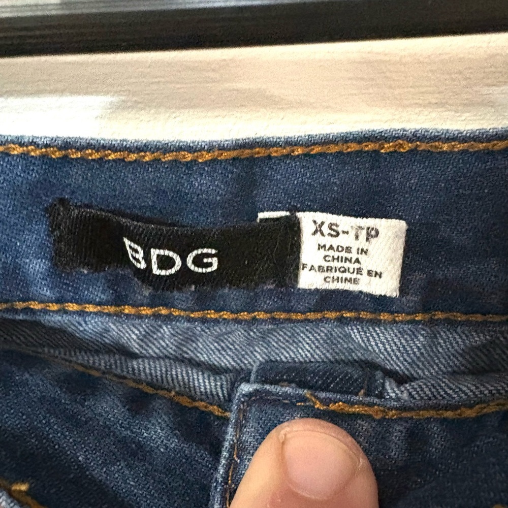 BDG Blue A-Line Skirt with Button Detail - Picture 3 of 4